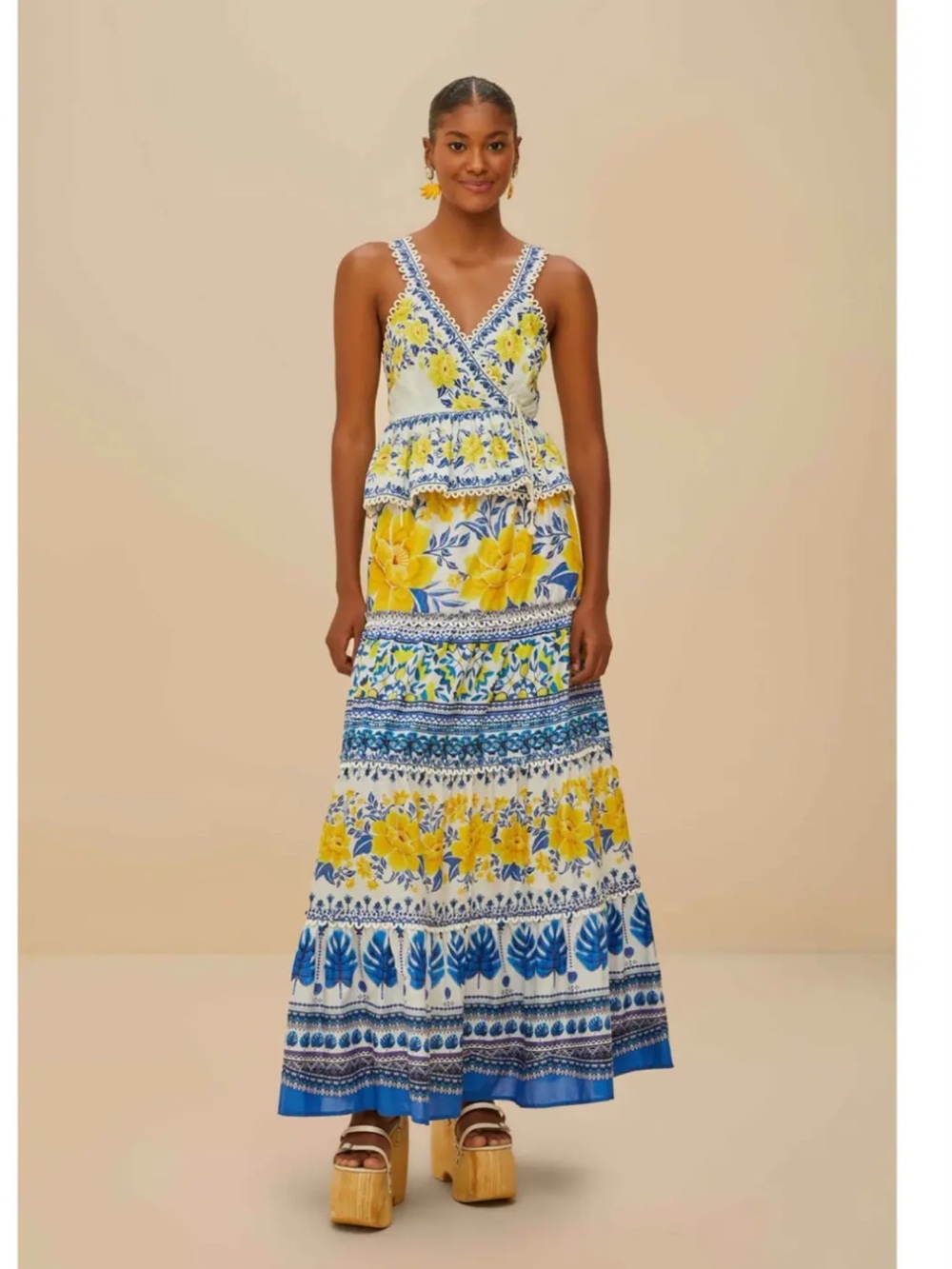 Farm Rio Floral Wrap Set- Yellow & Blue